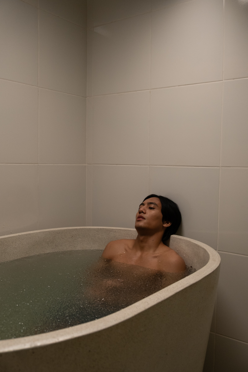 Person in an ice bath